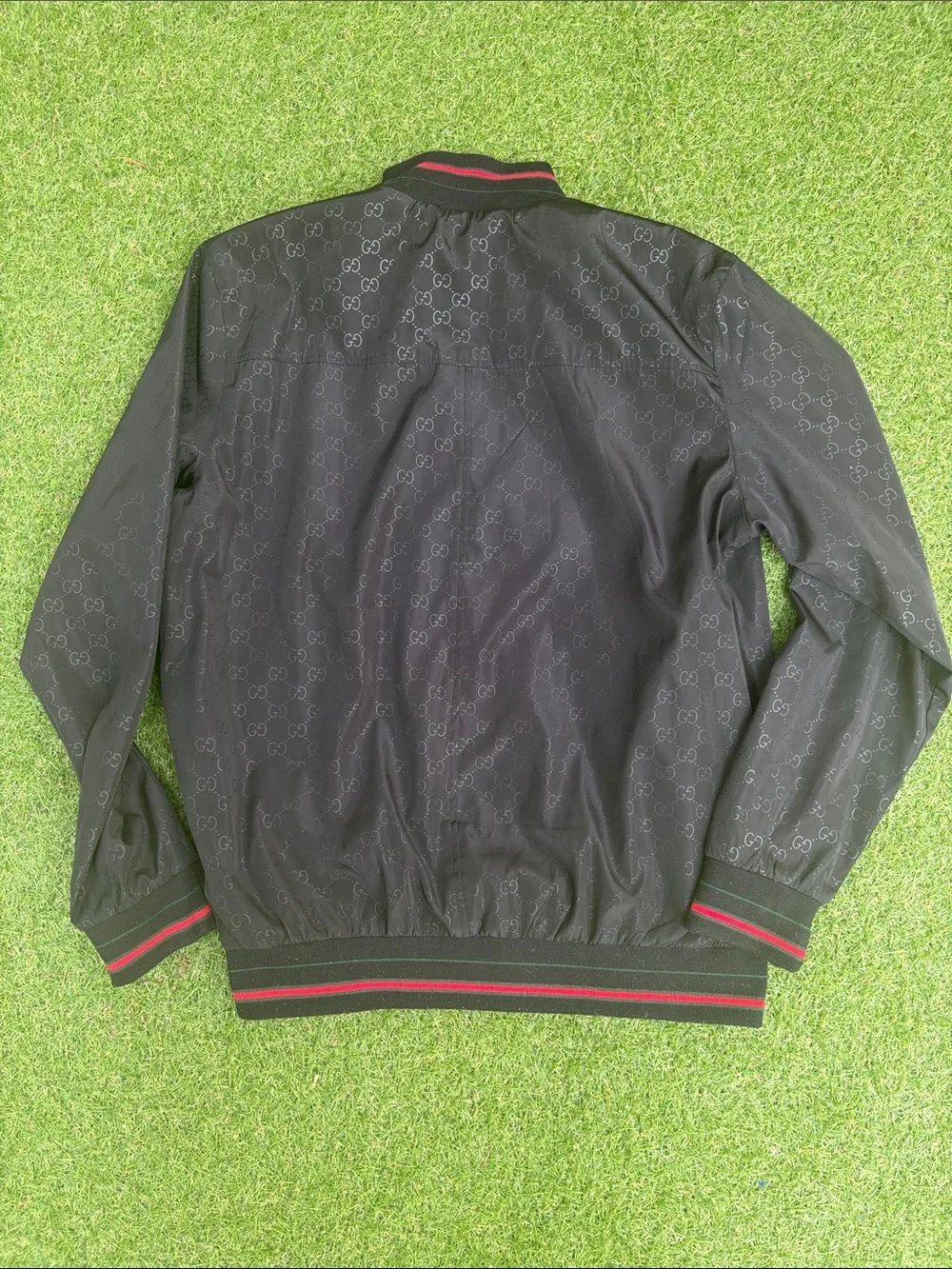 Gucci Black Bomber Jacket with Red & Green Trim